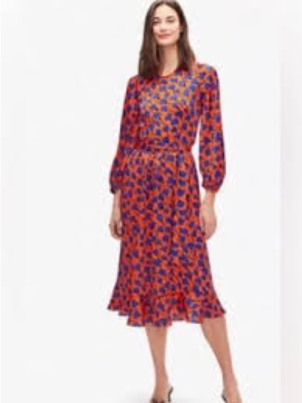 kate spade Red Midi Dress with Blue Floral Motif